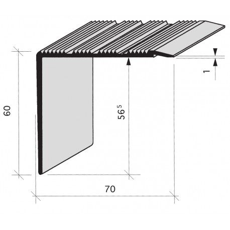 nez de marches strié Aluminium filé, anodisé, incolore