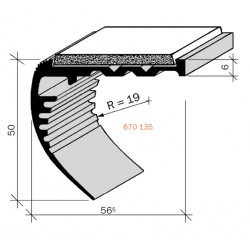 Nez de marches à bandes antidérapantes aluminium, filé brut aderoband 65 S 670025