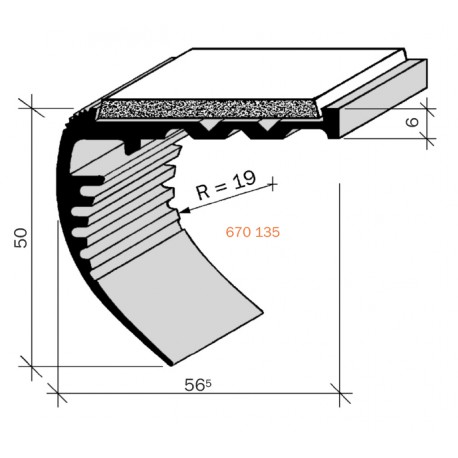 Nez de marches à Bandes Antidérapantes Aluminium, filé brut  aderoband 65 S 670135 