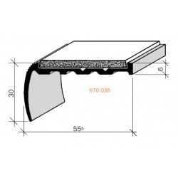 Nez de marches à bandes antidérapantes aluminium, filé brut aderoband 65 S 670025