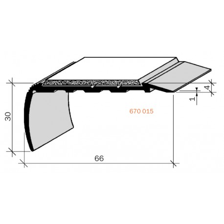 Nez de marches à Bandes Antidérapantes Aluminium, filé brut Aderoband 65 S 670015  