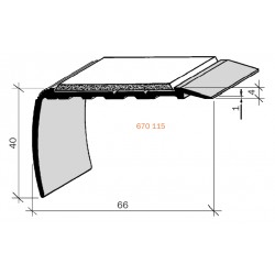 Nez de marches à bandes antidérapantes aluminium, filé brut aderoband 65 S 670025