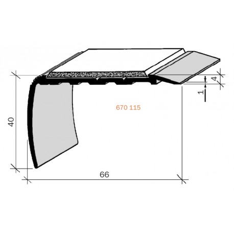 Nez de marches à Bandes Antidérapantes Aluminium, filé brut Aderoband 65 S 670115   