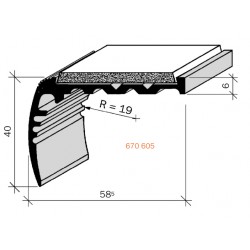 Nez de marches à bandes antidérapantes aluminium, filé brut aderoband 65 S 670025