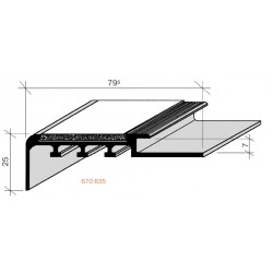 Nez de marches à bandes antidérapantes aluminium, filé brut avec arrêt de revêtement  670835