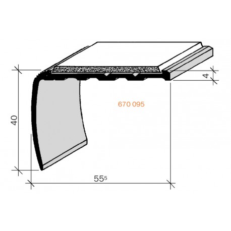 Nez de marches à bandes antidérapantes aluminium, filé brut aderoband 65 S 670025