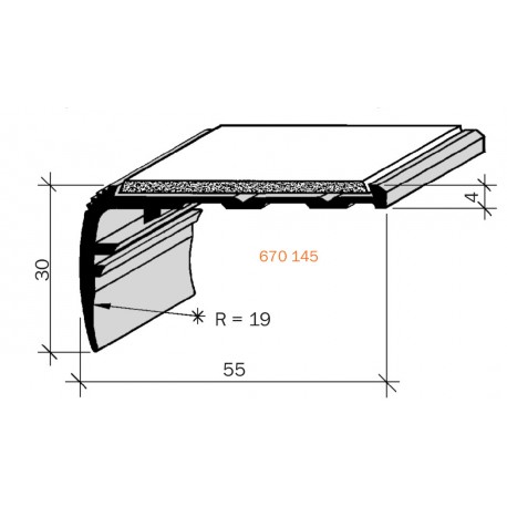 Nez de marches à bandes antidérapantes aluminium, filé brut aderoband 65 S 670145  