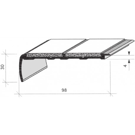 Nez de marches à Bandes Antidérapantes Aluminium, filé brut   