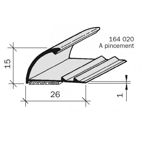 Arrêt de revêtement aluminium à pincement 164020